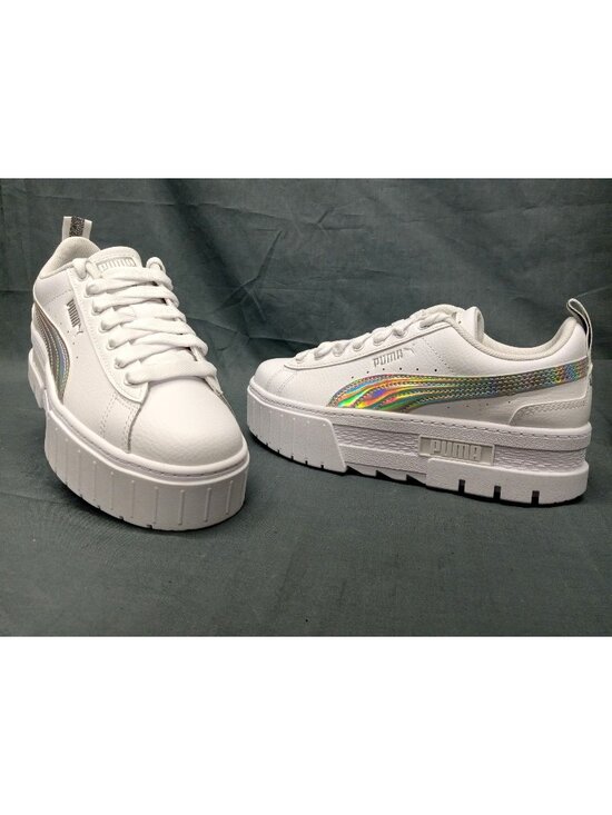 Puma Other - Puma Mayze Iridescent Jr. Platform Sneaker White Silver Girls Size 5 NEW IN BOX!